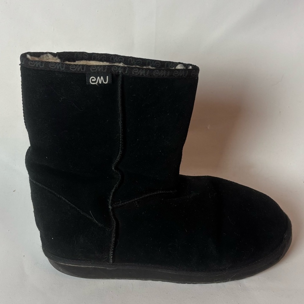 Emu Australia Bronte Lo Black Suede Merino Wool Lined Calf High Boots Size 10